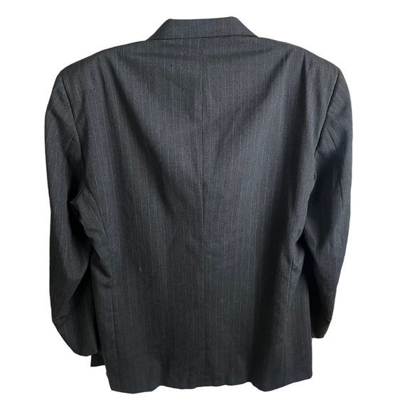 Christian Dior Vintage Wool Double Breasted Pinstripe Charcoal Suit Jacket XL - Picture 6 of 11